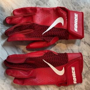 Nike Red batting gloves youth size large